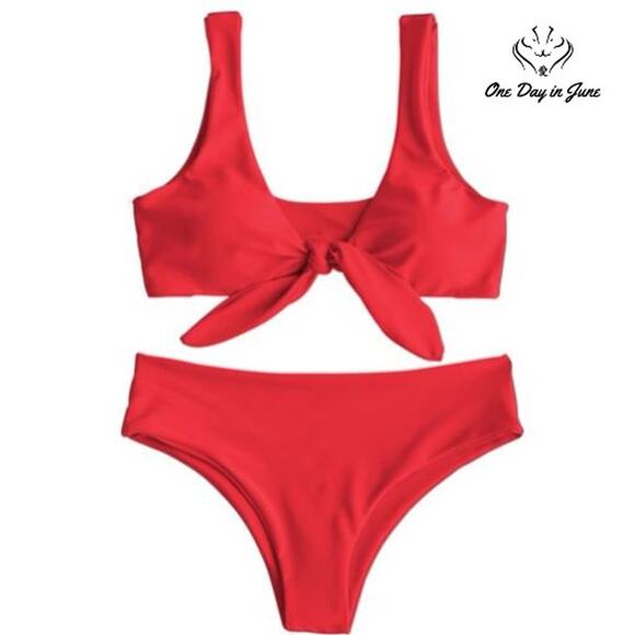 Zaful Front Knot Bikini Swimsuit Size L - Picture 1 of 4